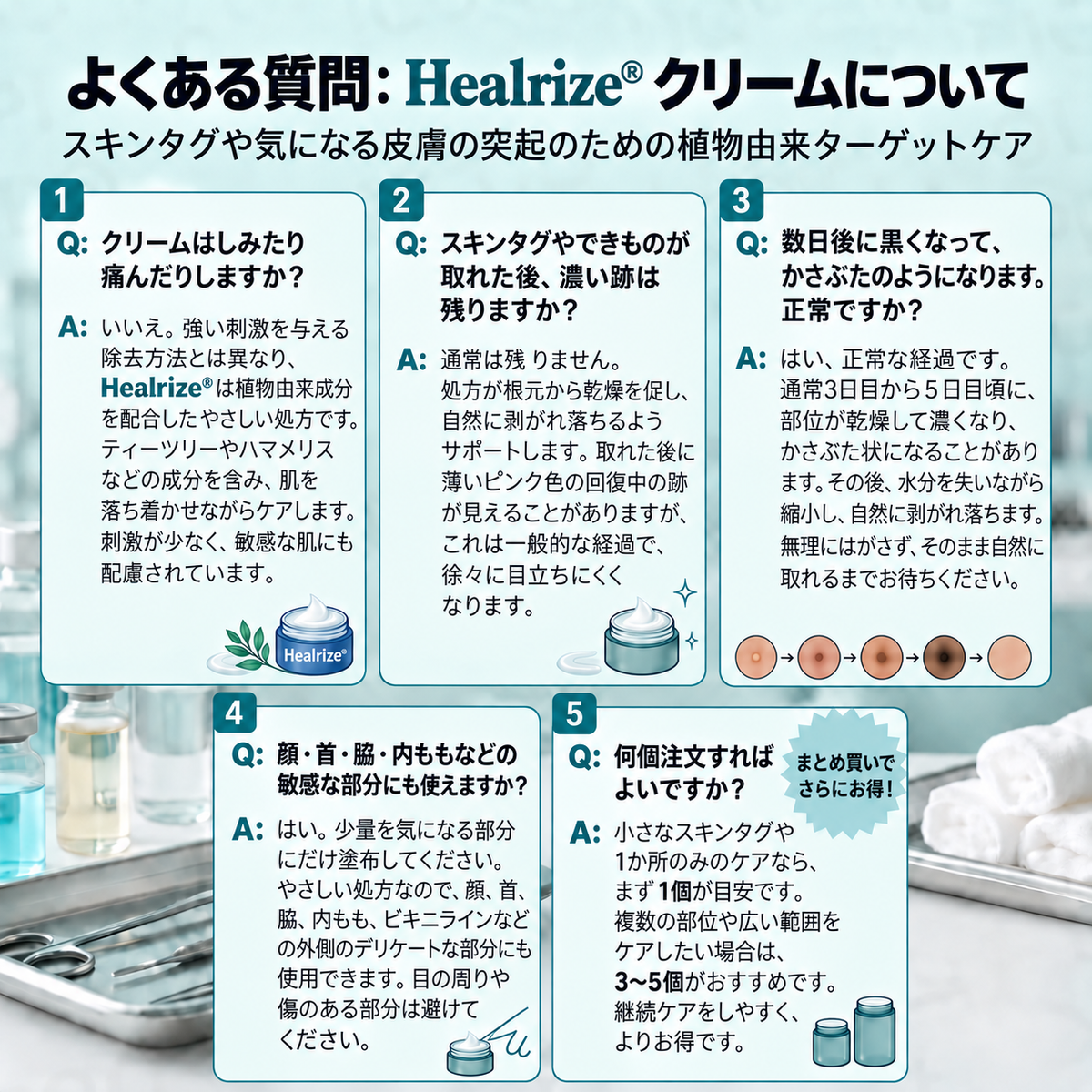 𝐇𝐞𝐚𝐥𝐫𝐢𝐳𝐞® ✨2️⃣ 肌のイボや気になる色素沈着を7日間集中ケア（やさしい処方で痛みなし・跡が残りにくい）🌿