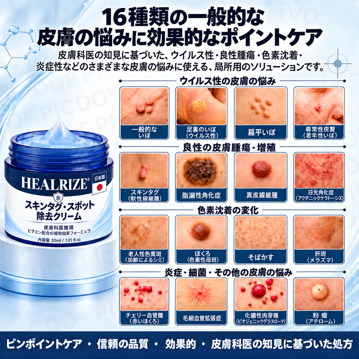 𝐇𝐞𝐚𝐥𝐫𝐢𝐳𝐞® ✨2️⃣ 肌のイボや気になる色素沈着を7日間集中ケア（やさしい処方で痛みなし・跡が残りにくい）🌿